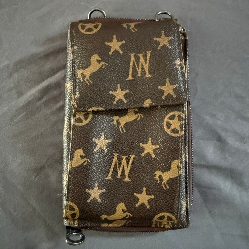 Montana West MW Western Horse Star Brown Zip Around Wallet Wristlet Organizer